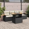 vidaXL Set Divani da Giardino 5 pz con Cuscini Nero Polyrattan Acacia