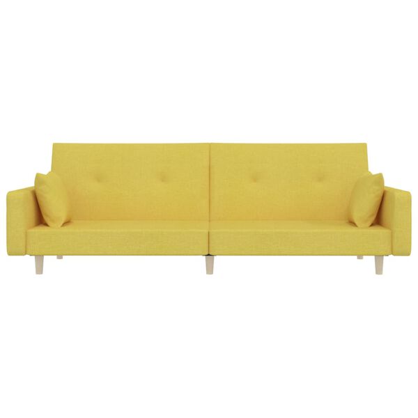 vidaXL Divano Letto a 2 Posti con 2 Cuscini Verde in Tessuto