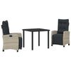 vidaXL Set da Pranzo per Giardino 3 pcs Grigio chiaro polyrattan