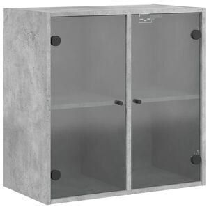 vidaXL Mobile a Muro con Ante in Vetro Grigio Cemento 68x37x68,5 cm