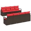 vidaXL Set di divani 9 pz 8-Numero di posti Beige e Rosso polyrattan