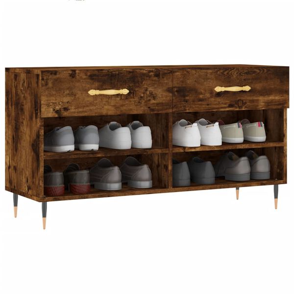 vidaXL Panca Porta Scarpe Rovere Fumo 102x35x55 cm Legno Multistrato