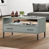 vidaXL Tavolino Gambe Metallo Grigio 85x50x45 cm Legno Massello OSLO