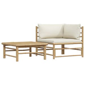 vidaXL Set Divani da Giardino 2 pz con Cuscini Bianco Crema in Bamb&ugrave;