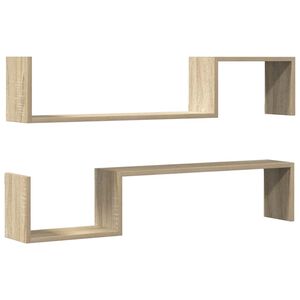 vidaXL Mensole a Muro 2pz Rovere Sonoma 100x15x20 cm Legno Multistrato