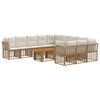 vidaXL Set Divano da Giardino 12 pz Naturale e Bianco Crema polyrattan