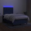 vidaXL Letto a Molle con Materasso e LED Blu 120x190 cm in Tessuto