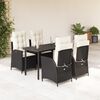 vidaXL Set da Pranzo da Giardino 5 pz Nero con Cuscini in Polyrattan
