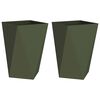 vidaXL Fioriera 2 pcs Verde oliva 50 x 50 x 75 cm Acciaio