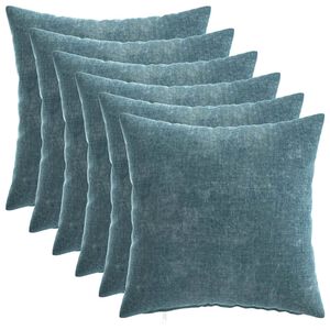 vidaXL Federa 6 pz HEERLEN Blu 30 x 30 cm Tessuto Chenille