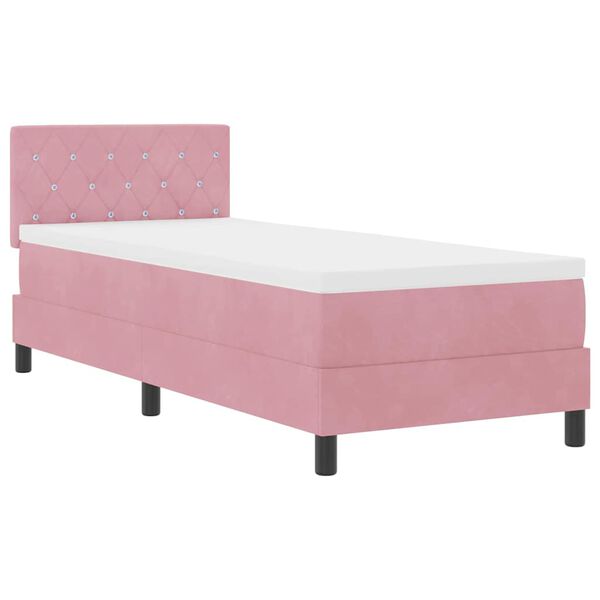 vidaXL Letto a Sorgente LED con materasso Rosa 80 x 200 cm Velluto