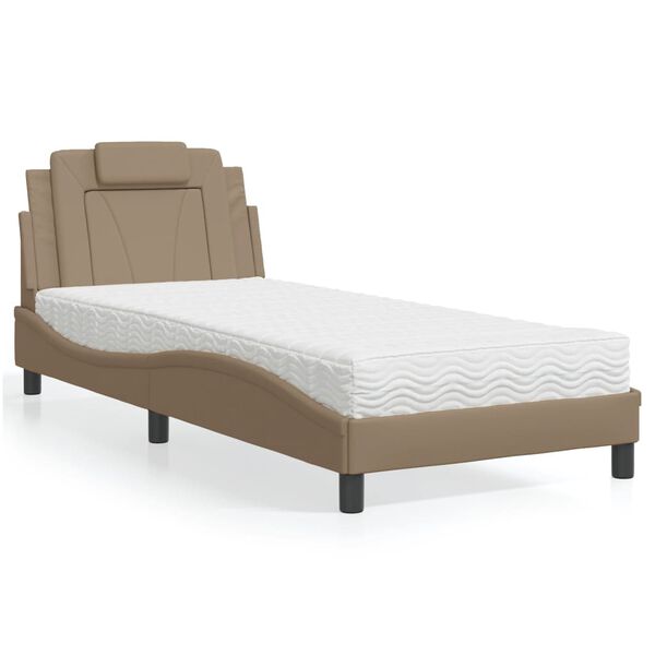 vidaXL Letto Viana con Materasso Cappuccino 90x200 cm in Similpelle