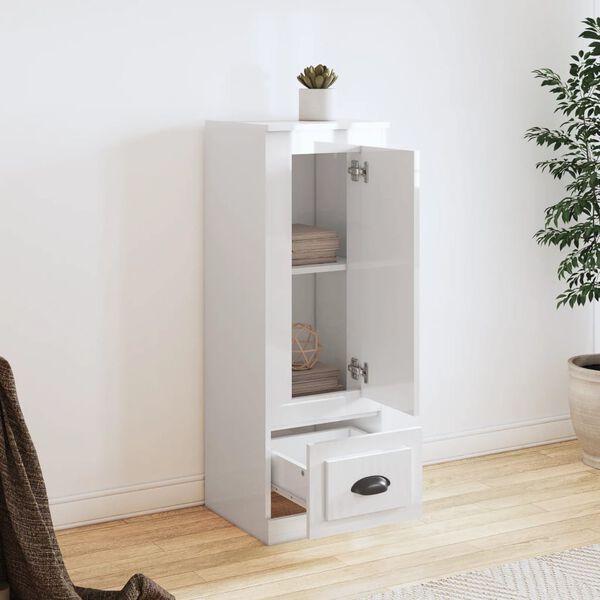 vidaXL Credenza Bianco Lucido 36x35,5x103,5 cm in Legno Multistrato