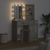vidaXL Set da tavolo da trucco con LED con porta 2 pcs Grigio cemento