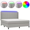 vidaXL Letto a Molle Materasso e LED Grigio Chiaro 180x200 cm Tessuto