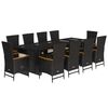 vidaXL Set da Pranzo da Giardino 11 pz con Cuscini in Polyrattan Nero