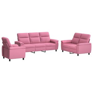 vidaXL Set di divani 3 pcs Rosa Tessuto
