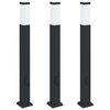 vidaXL Lampioni a palo con presa elettrica 3 pz 80 cm Nero IP44
