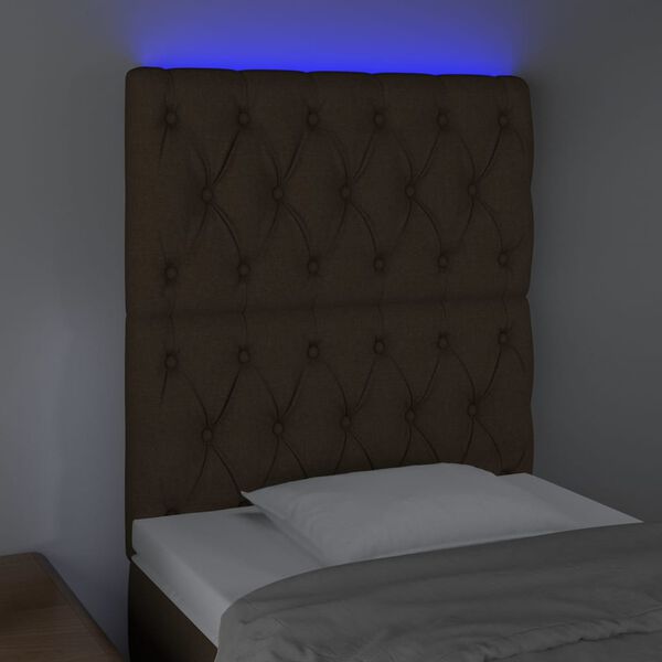 vidaXL Testiera a LED Marrone Scuro 80x7x118/128 cm in Tessuto