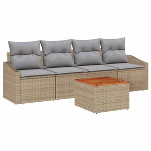 vidaXL Set Divano da Giardino 5 pcs Beige e Grigio Chiaro polyrattan