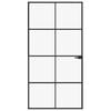 vidaXL Porta Interna Nera 102x201,5 Vetro Temperato Alluminio Sottile