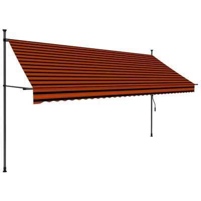 vidaXL Tenda da Sole Retrattile Manuale LED 350 cm Arancione e Marrone