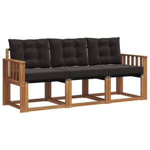 vidaXL Set di divani da esterno 3 pz Naturale e Nero