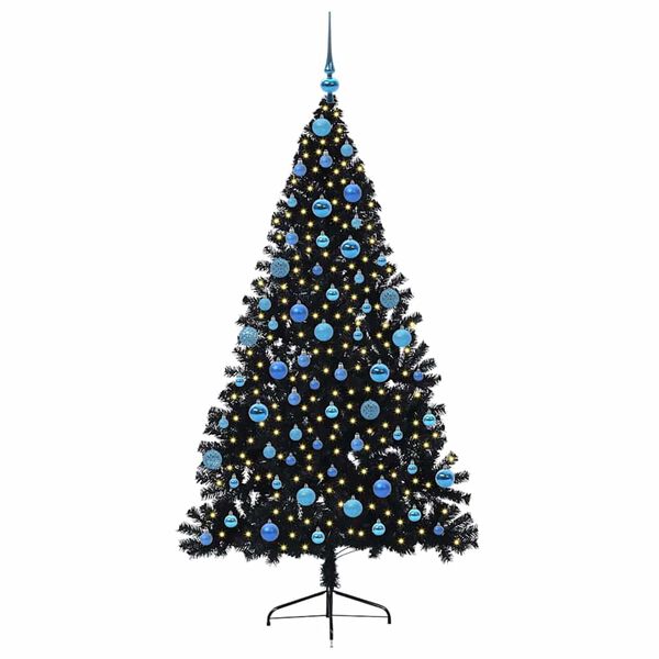 vidaXL Albero di Natale artificiale con luci integrate Nero 180 cm PVC