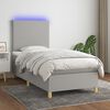 vidaXL Letto a Molle Materasso e LED Grigio Chiaro 90x190 cm Tessuto