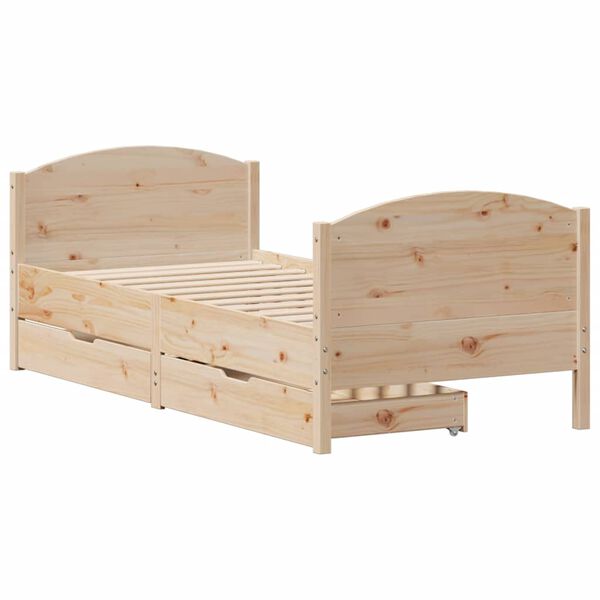 vidaXL Letto senza Materasso 75x190 cm in Legno Massello Pino