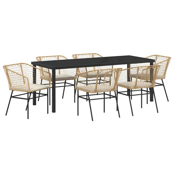 vidaXL Set da Pranzo per Giardino 7 pcs Marrone polyrattan