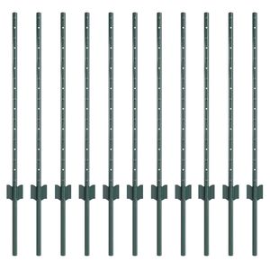 vidaXL Palo della recinzione 11 pcs Verde 120 cm Acciaio