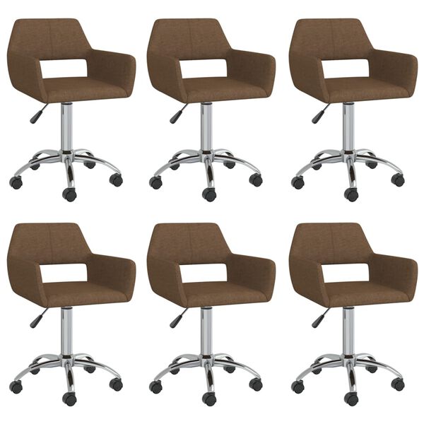 vidaXL Sedie da Pranzo Girevoli 6 pz Marroni in Tessuto