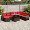 vidaXL Set Divani Giardino 9 pz con Cuscini Polyrattan Marrone Acacia