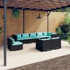 vidaXL Set Divani da Giardino 9 pz con Cuscini in Polyrattan Nero