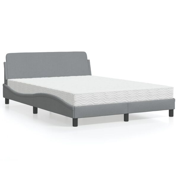 vidaXL Letto con Materasso Dover Grigio Chiaro 140x200cm Tessuto