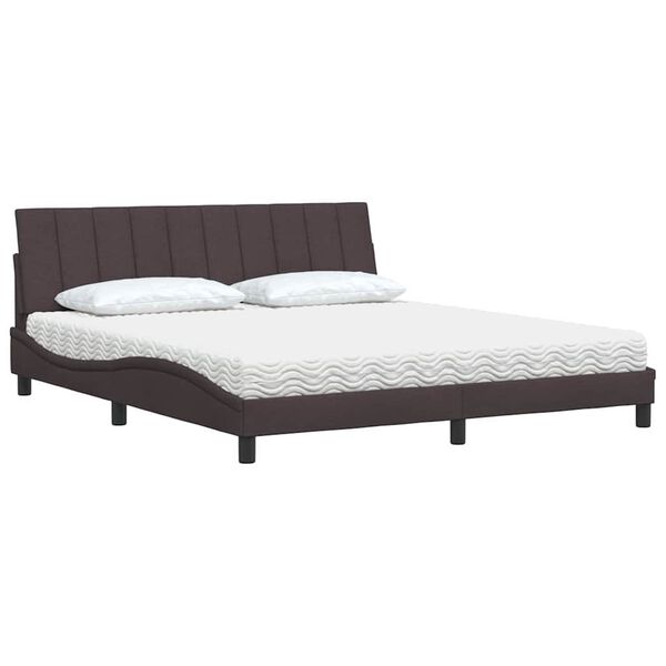 vidaXL Letto con Materasso Hanko Marrone Scuro 180x200cm Tessuto