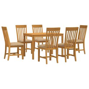 vidaXL Set da pranzo 7 pz Beige Legno di Quercia Massello