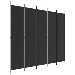 vidaXL Divisorio 5 Pannelli Nero 250x220 cm Tessuto