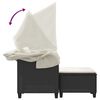 vidaXL Divano Giardino 2 Posti Baldacchino e Sgabelli Nero Polyrattan