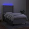 vidaXL Letto a Molle Materasso e LED Grigio Chiaro 90x200 cm Tessuto