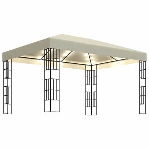 vidaXL Gazebo con Stringa di Luci LED 3x4 m Crema
