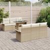 vidaXL Set Divano da Giardino con cuscino 7 pcs Beige Poly Rattan