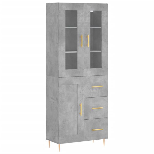 vidaXL Credenza Grigio Cemento 69,5x34x180 cm in Legno Multistrato