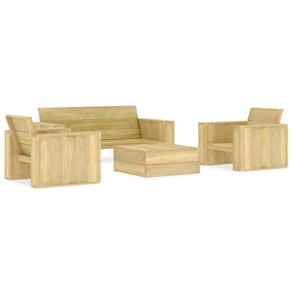 vidaXL Set Divani da Giardino 4 pz in Legno di Pino Impregnato