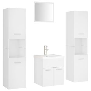 vidaXL Set Mobili da Bagno Bianco in Legno Multistrato
