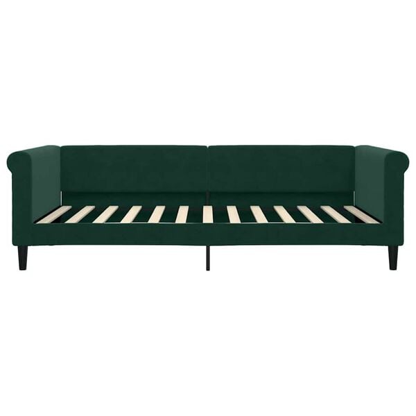 vidaXL Divano Letto con Materasso Verde Scuro 100x200 cm in Velluto