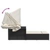 vidaXL Lettino Prendisole Doppio Baldacchino e Cuscini Nero Polyrattan