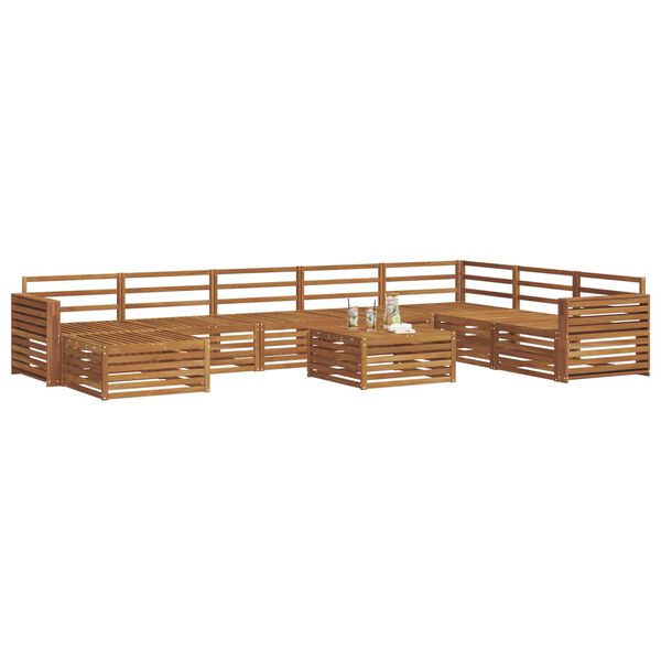vidaXL Set divani 9 pcs Naturale Legno di Acacia Massello
