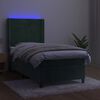 vidaXL Letto a Molle con Materasso e LED Verde Scuro 100x200cm Velluto